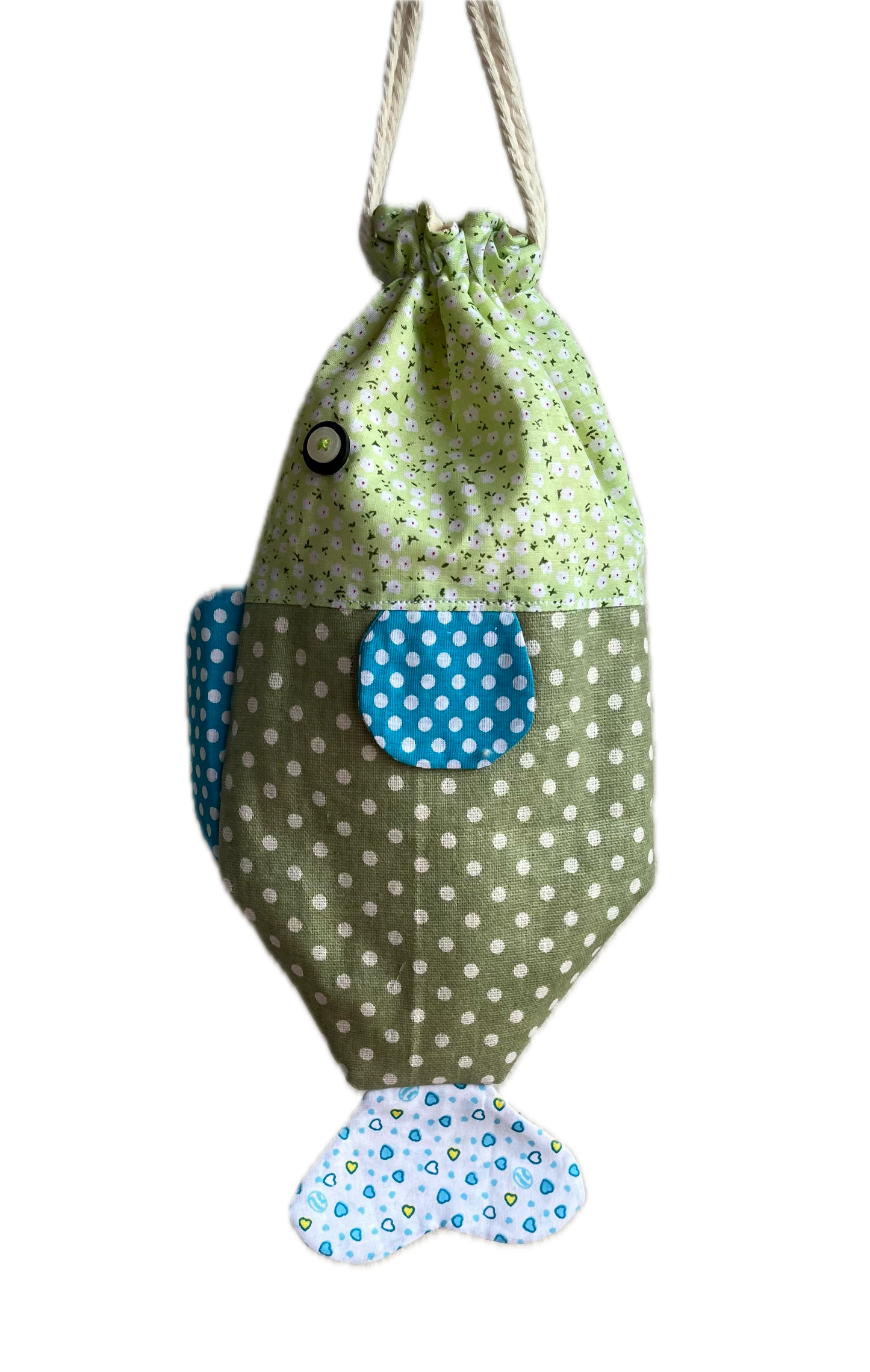 Patchwork Fish Drawstring Pouch - Design F