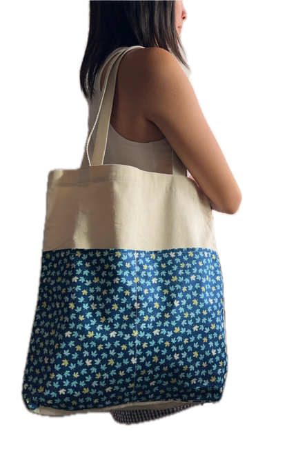 [SOWERS PROJECT] Canvas Tote Bag - Blue Maple Flowers