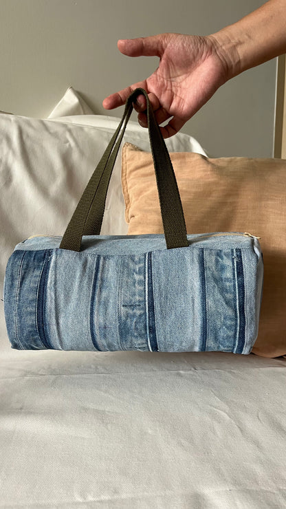 Denim Patchwork Bowling Bag