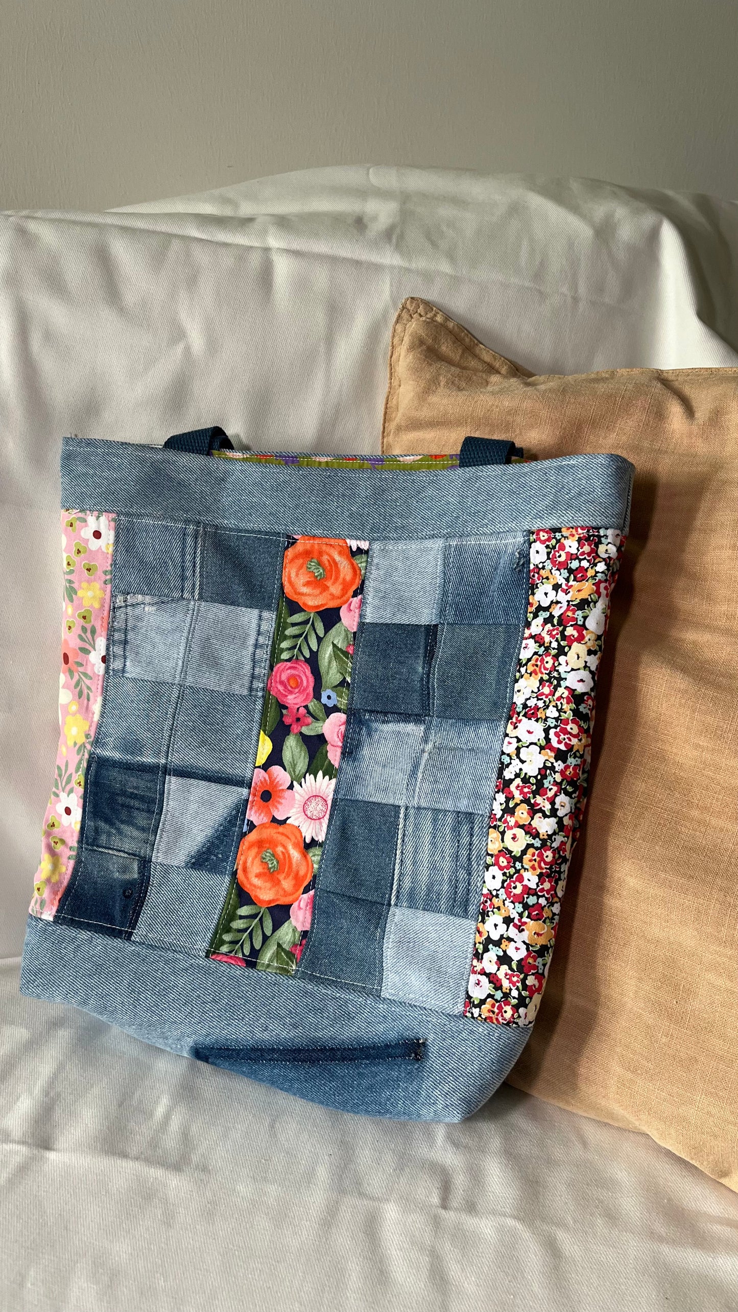 Denim Patchwork Tote Bag