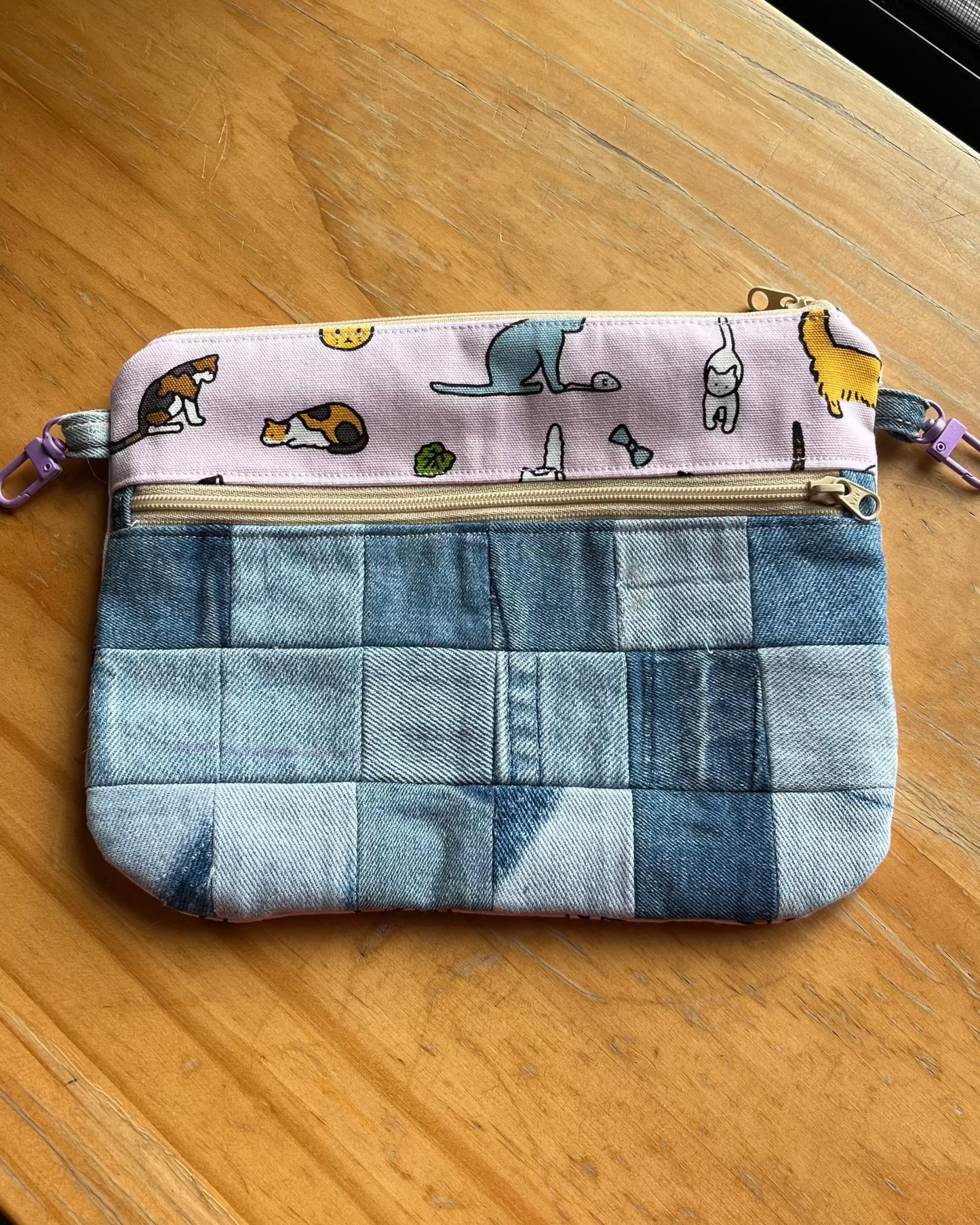 Patchwork Dual Pocket Pouch - Purrfect Day