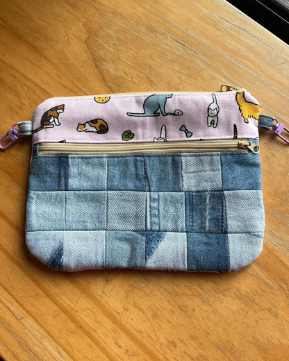 Patchwork Dual Pocket Pouch - Purrfect Day