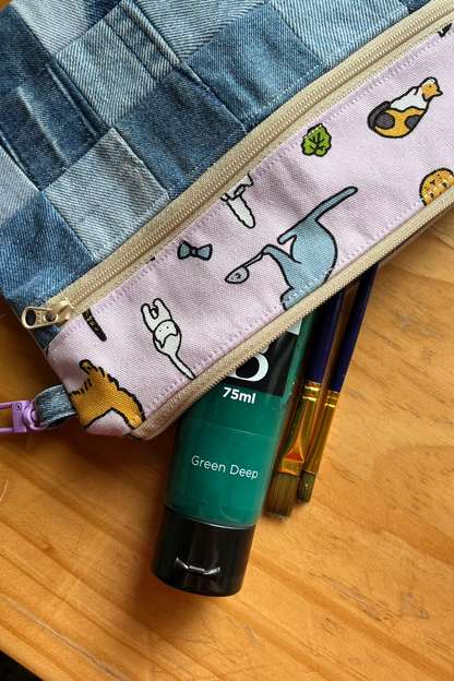 Patchwork Dual Pocket Pouch - Purrfect Day