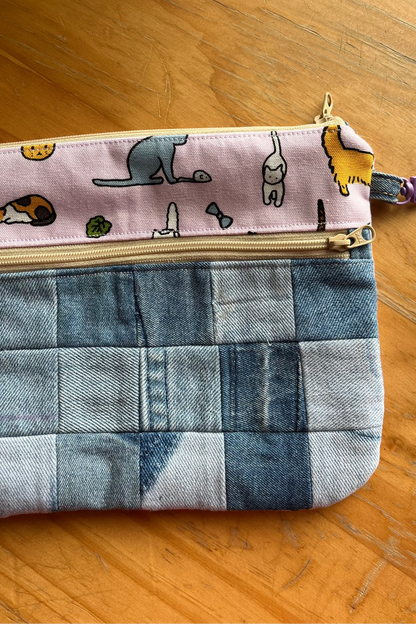 Patchwork Dual Pocket Pouch - Purrfect Day