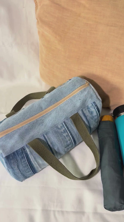 Denim Patchwork Bowling Bag